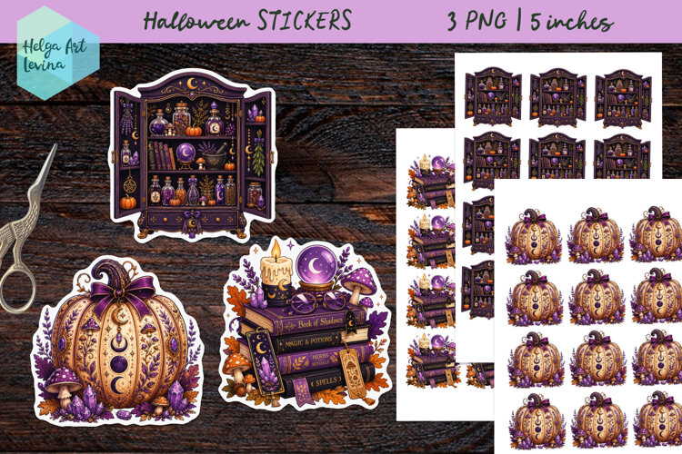 Cute Halloween, Stickers printable PNG example image 1