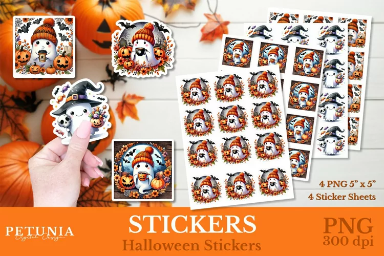 Cute Ghost Halloween Stickers | Halloween Stickers