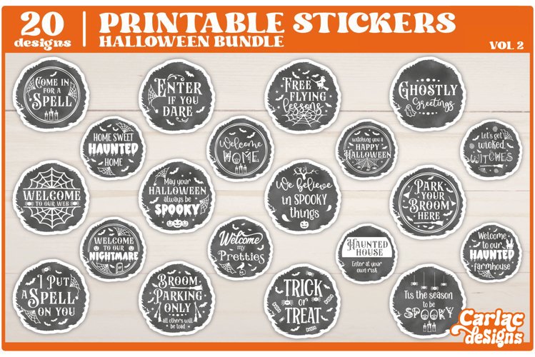 Halloween Printable Stickers ideal to decorate laptops, notebooks, cupboard doors and even tumblers.