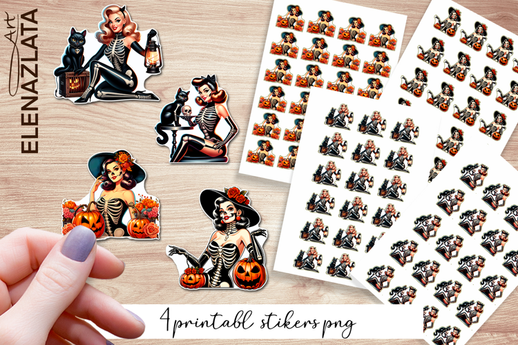 Retro Pin Up Girl Halloween Stickers | Sarcastic Stickers
