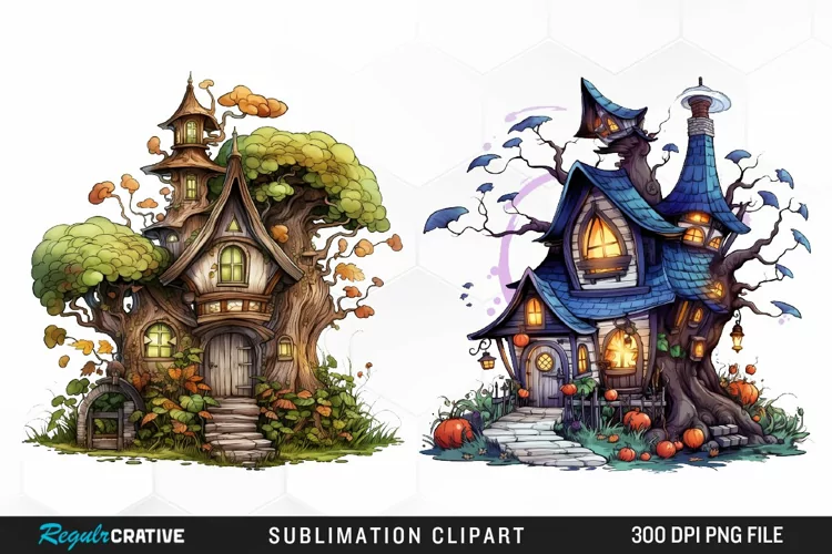 Halloween Storefronts Art Clipart
