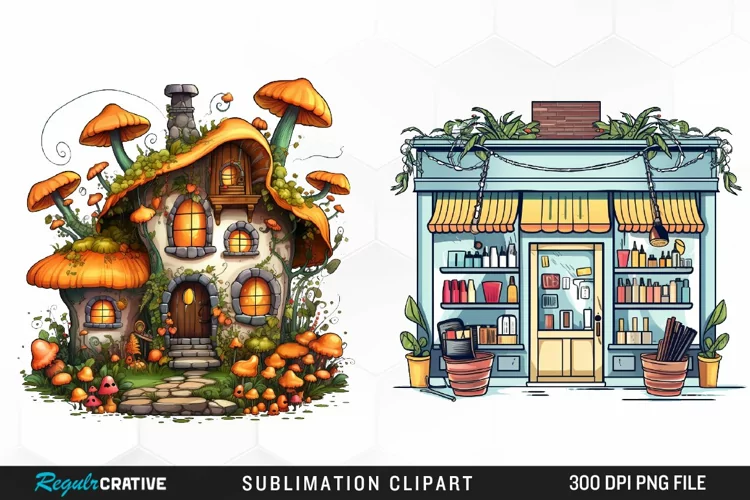 Halloween Storefronts Art Clipart