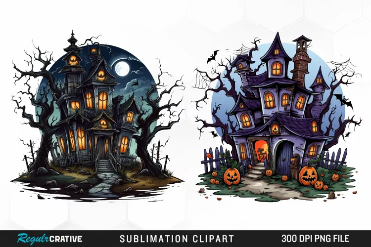 Halloween Storefronts Art Clipart