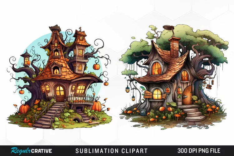 Halloween Storefronts Art Clipart