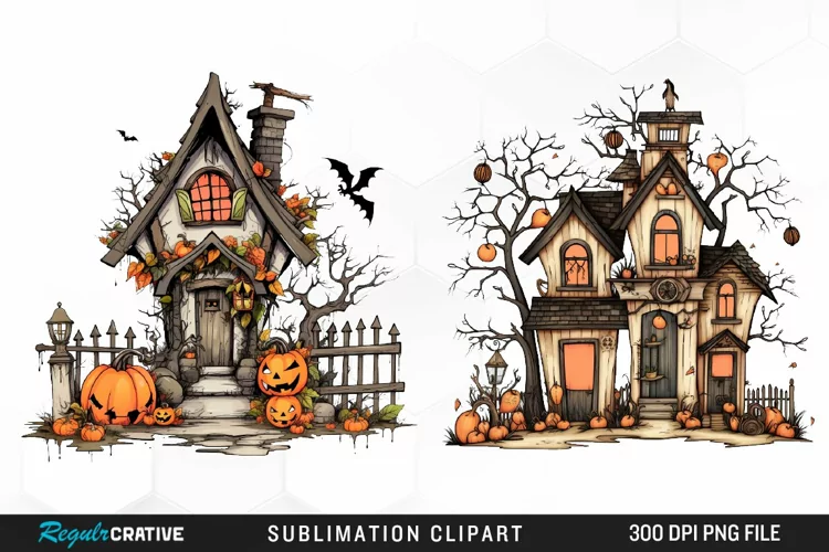 Halloween Storefronts Art Clipart