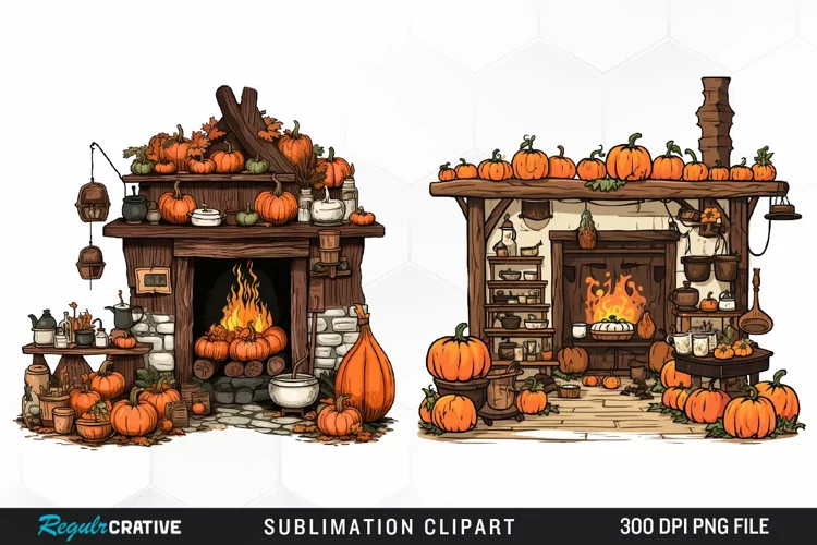 Halloween Storefronts Art Clipart