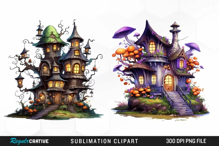 Halloween Storefronts Art Clipart