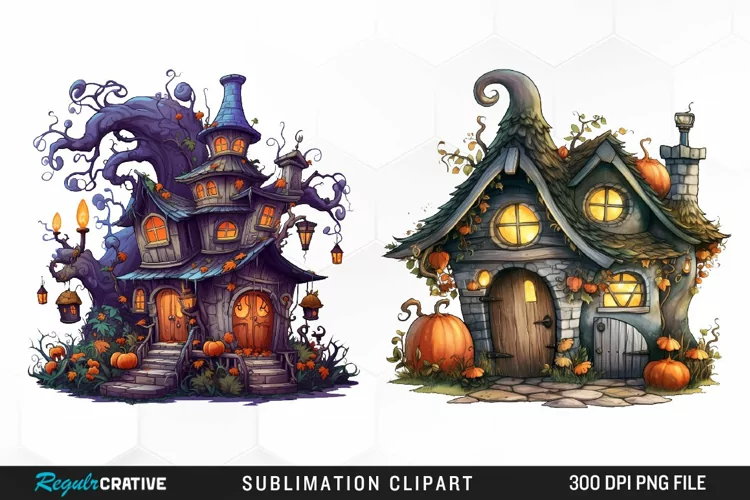 Halloween Storefronts Art Clipart