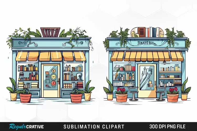 Halloween Storefronts Art Clipart