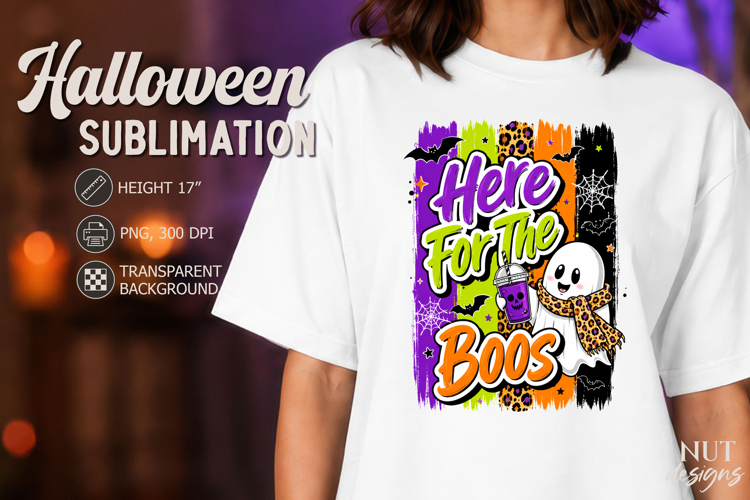 Spooky ghost Halloween sublimation Here for the Boos