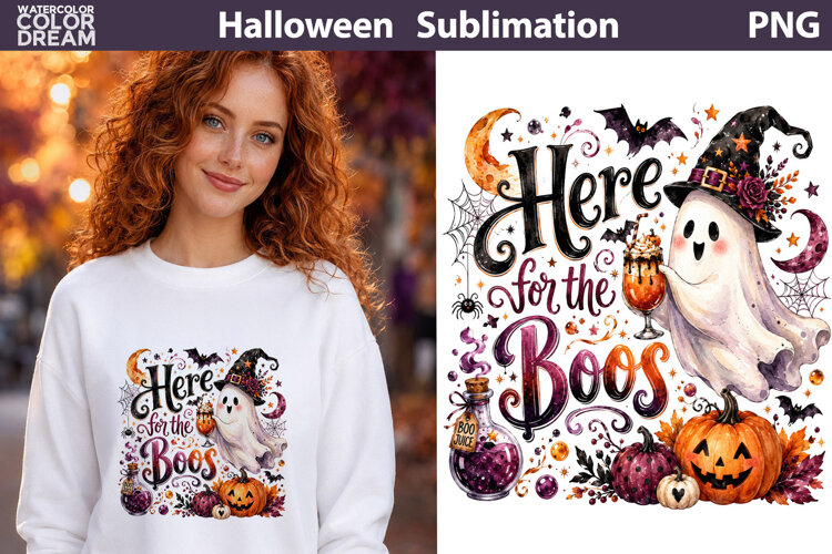 Here For The Boos Quote | Halloween Sublimation Clipart example image 1