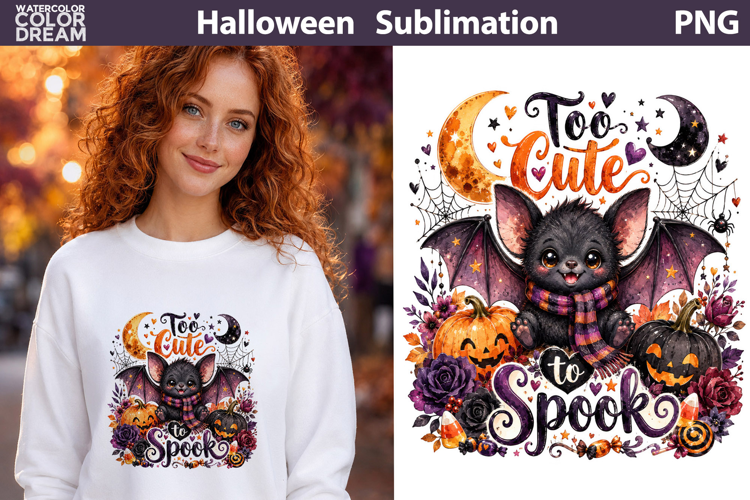 Too Cute To Spook Bat | Halloween Sublimation