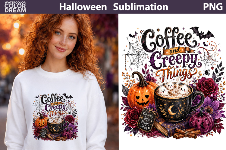 Coffee And Creepy Things | Halloween Sublimation