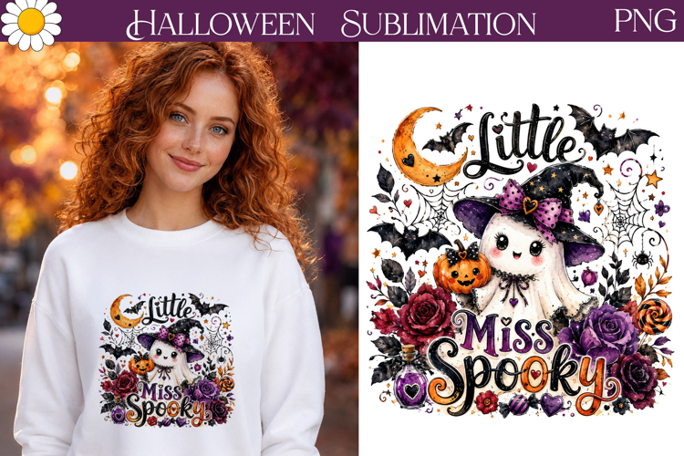 Little Miss Spooky | Halloween Ghost Sublimation PNG