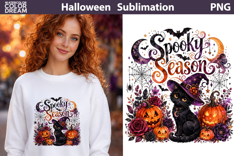 Spooky Season Black Cat | Halloween Sublimation