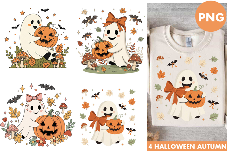 Cute Boo Ghost Halloween Sublimation Designs