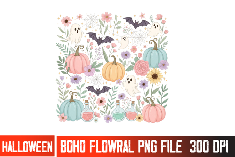 Spooky Floral Halloween Vector | Elegant Fall Shirt Design