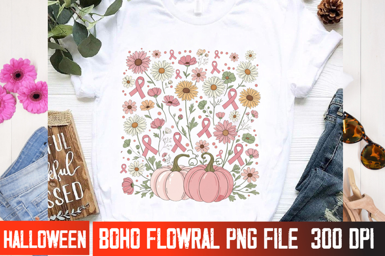 Fall Floral Breast Cancer Vector | Autumn T-Shirt Design