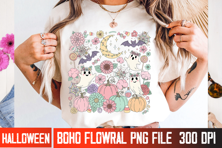 Spooky Floral Halloween Vector | Elegant Fall Shirt Design