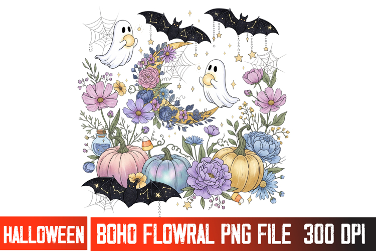 Elegant Halloween Floral Vector | Spooky Fall T-Shirt Design