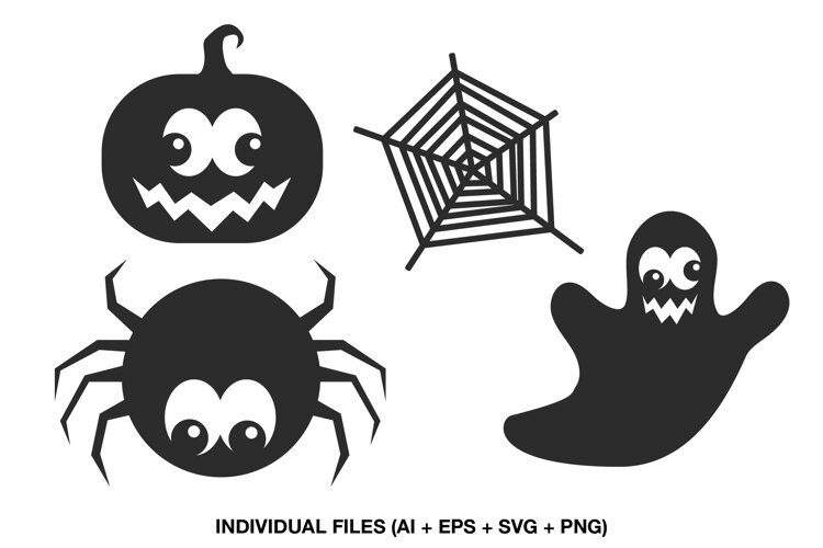 Halloween SVG collection with four bold black silhouette designs
