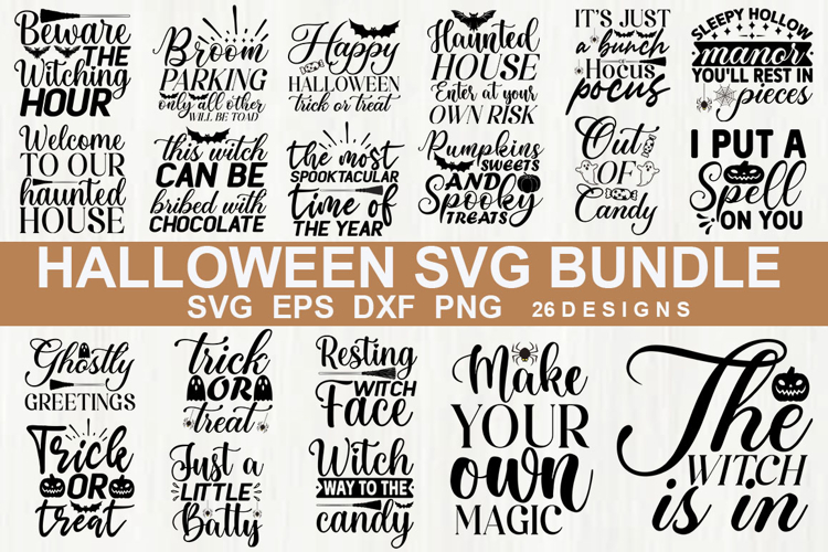 Halloween Quotes SVG Bundle, Halloween Shirt & Craft Designs