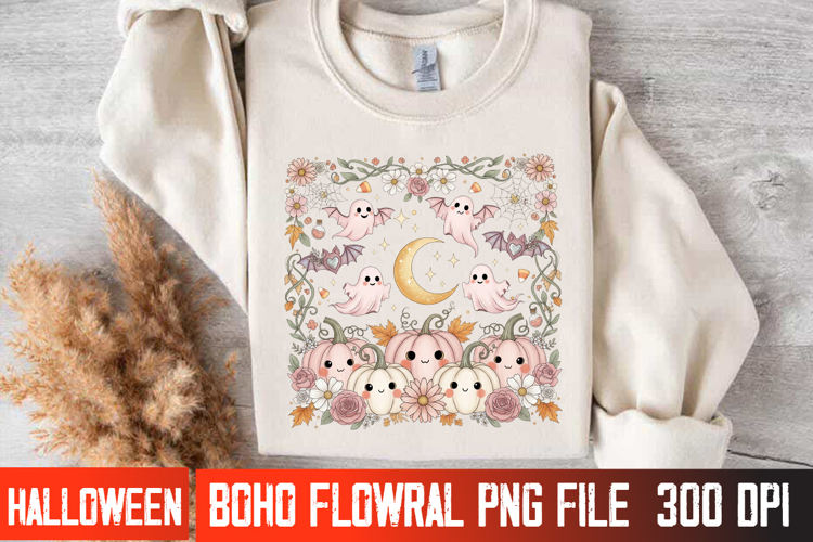 Halloween Boho Flowral Sublimation,Halloween Png