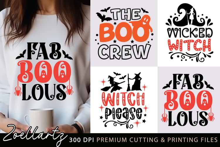 4 Halloween SVG Cut Files Spooky Halloween T-shirt Designs