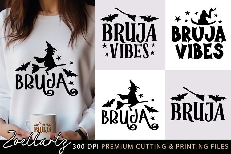 4 Halloween SVG Cut Files Spooky Boo Witch SVG Bruja Vibes