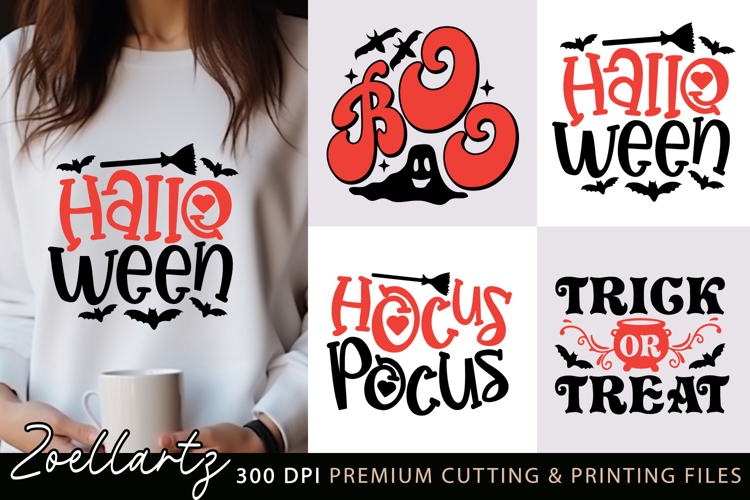 4 Halloween SVG Cut Files Spooky Halloween T-shirt Designs