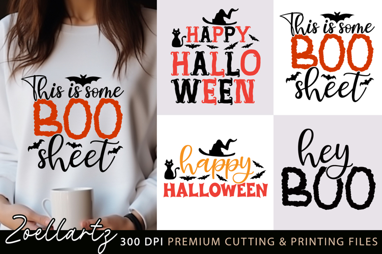 4 Halloween SVG Cut Files Spooky Halloween T-shirt Designs