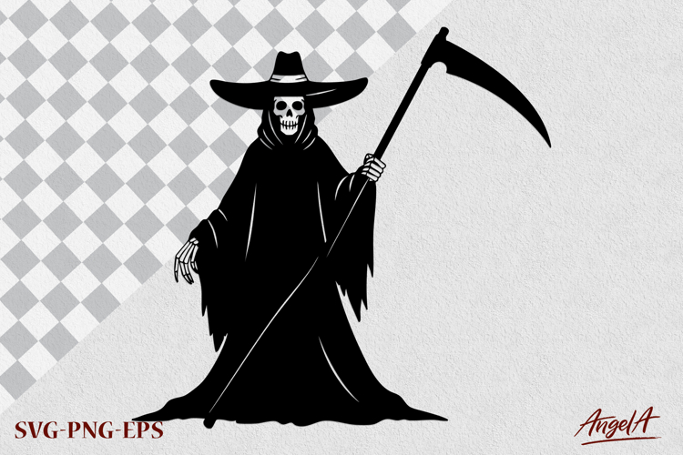 Death with a scythe SVG Scary Halloween clipart Wall decal