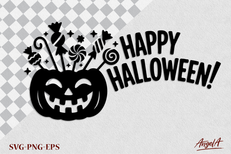 Happy Halloween clipart SVG Candy canes pumpkin silhouette