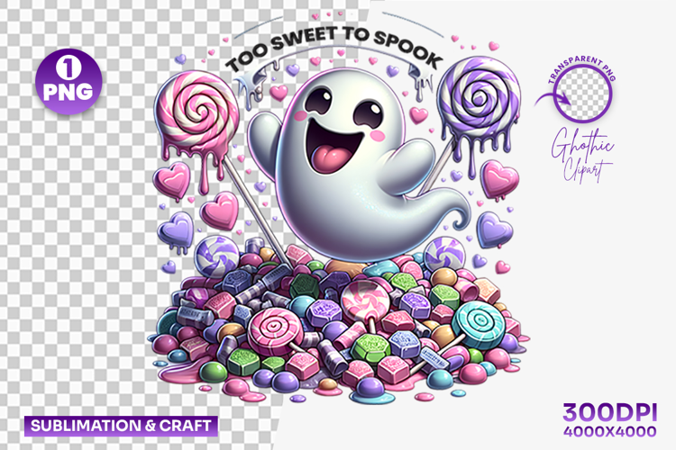 Halloween Sweet Candy Ghost Clipart PNG Sublimation Design