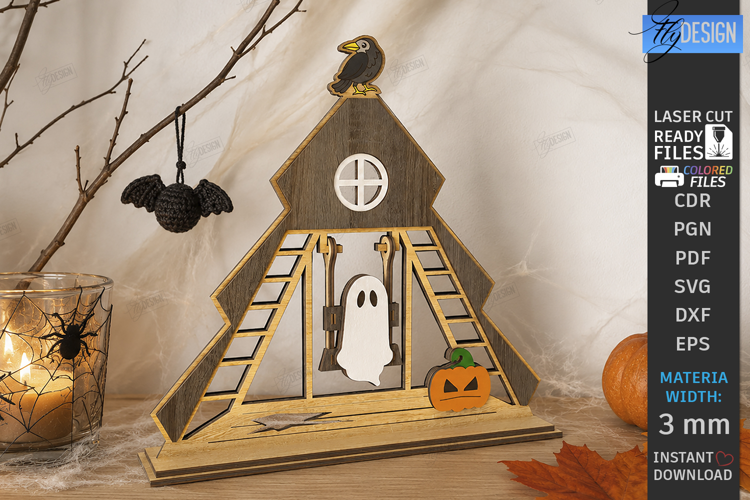 Halloween Swing Laser Cut | Swinging Ghost | Table Decor SVG