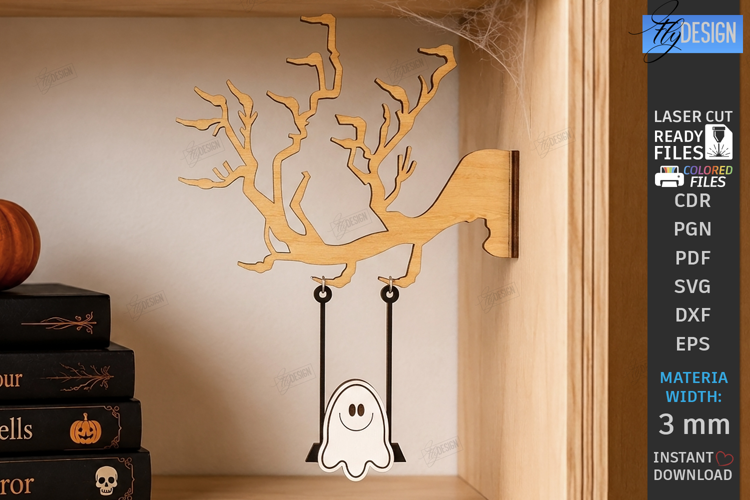 Halloween Swing Laser Cut | Swinging Witch | Table Decor SVG