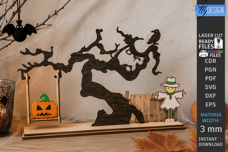 Halloween Swing Laser Cut | Swinging Pumpkin | Table Decor