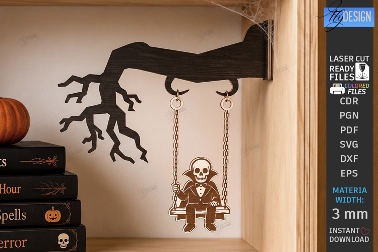 Halloween Swing Laser Cut | Swinging Witch | Table Decor SVG