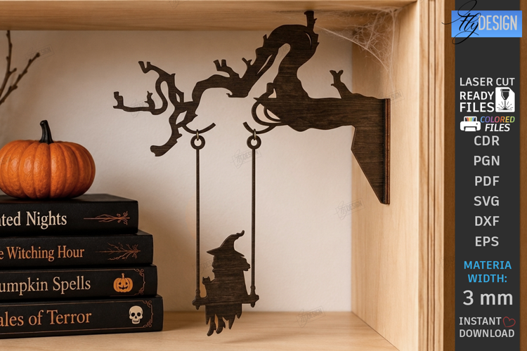 Halloween Swing Laser Cut | Swinging Witch | Table Decor SVG