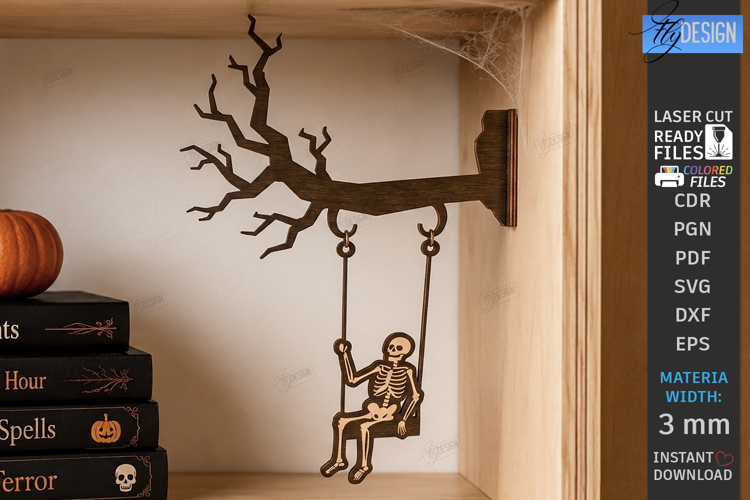 Halloween Swing Laser Cut | Swinging Witch | Table Decor SVG