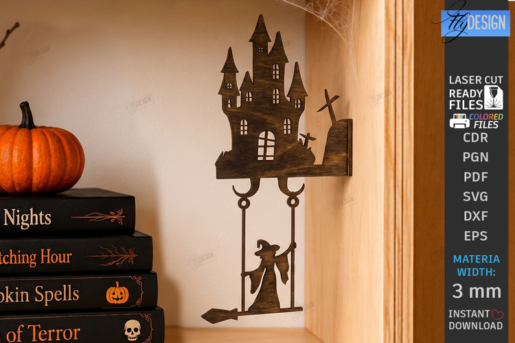 Halloween Swing Laser Cut | Swinging Witch | Table Decor SVG