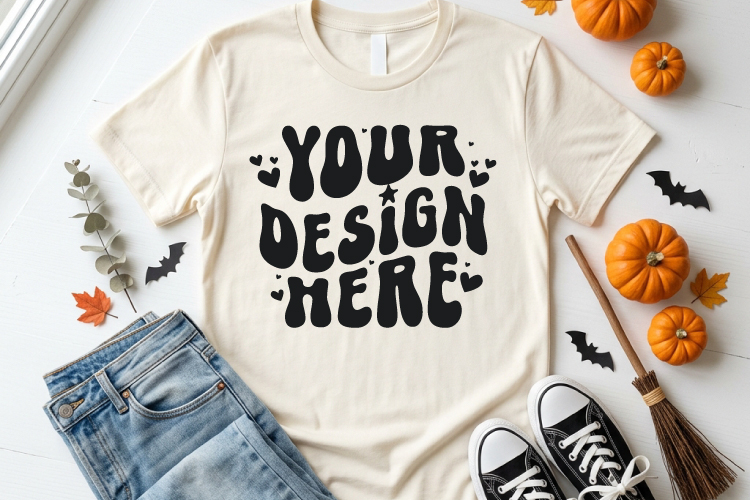 White Halloween Shirt Mockup | Clean Apparel Display