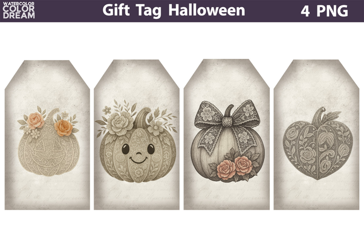 Halloween Gift Tags | Pumpkin Lace Junk Journal