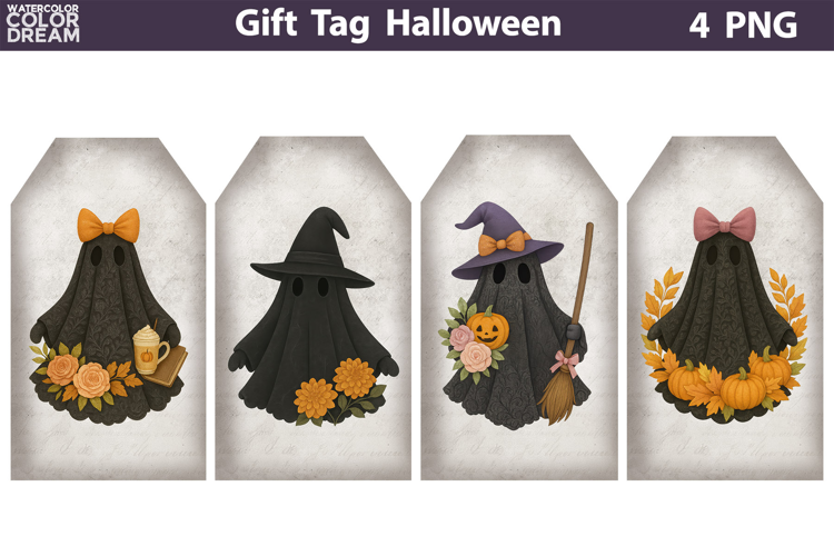 Halloween Gift Tags | Ghost Lace Bow Junk Journal
