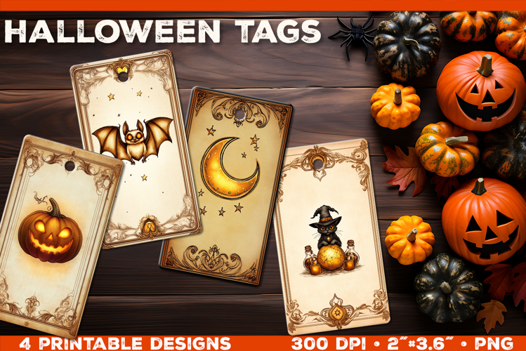 Printable Halloween Gift Tags with Classic Halloween Symbols