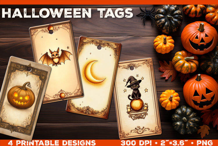 Printable Halloween Gift Tags with Classic Halloween Symbols