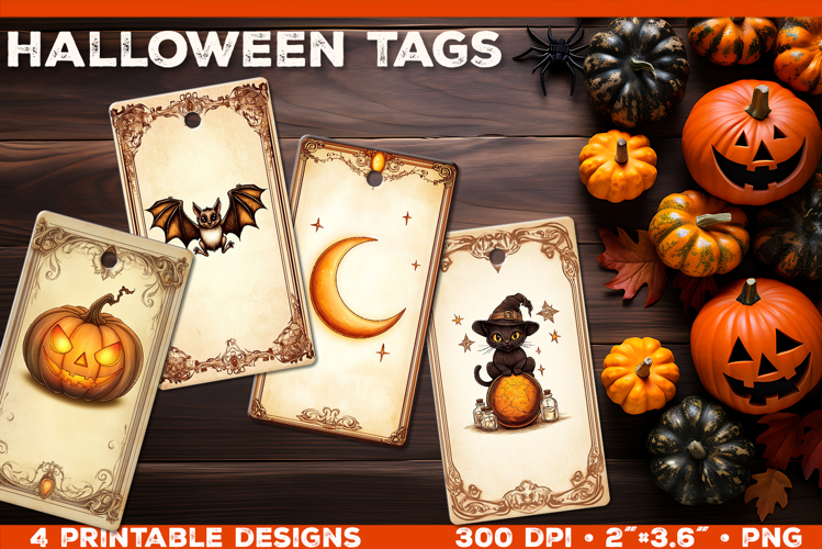 Printable Halloween Gift Tags with Classic Halloween Symbols