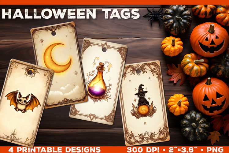 Printable Halloween Gift Tags with Classic Halloween Symbols