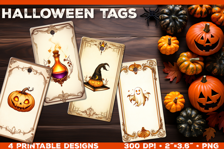 Printable Halloween Gift Tags with Classic Halloween Symbols