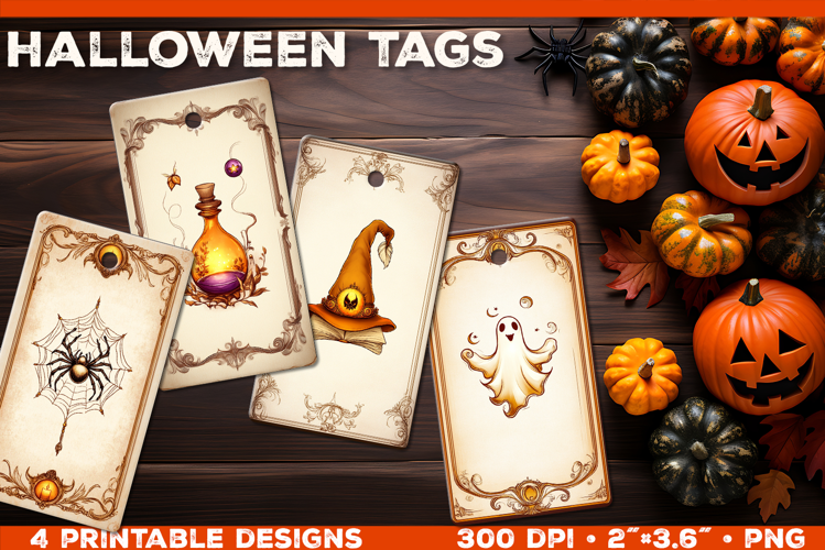 Printable Halloween Gift Tags with Classic Halloween Symbols